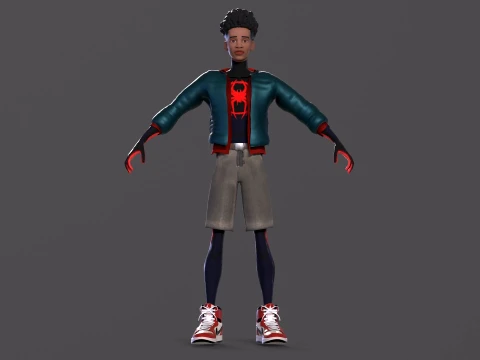 Miles Morales Homem-Aranha PBR Modelo animado low-poly Modelo 3D