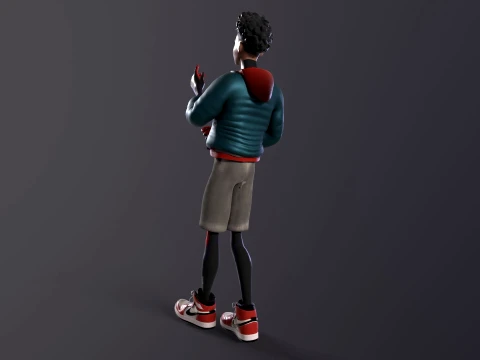 Miles Morales Homem-Aranha PBR Modelo animado low-poly Modelo 3D