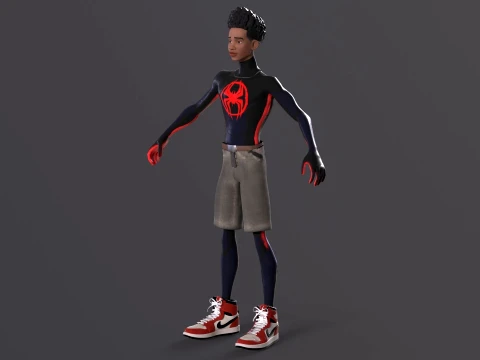 Miles Morales Homem-Aranha PBR Modelo animado low-poly Modelo 3D