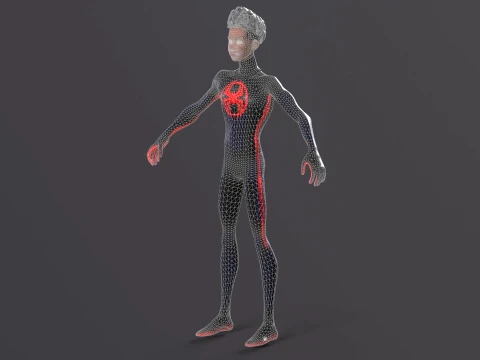 Miles Morales Homem-Aranha PBR Modelo animado low-poly Modelo 3D