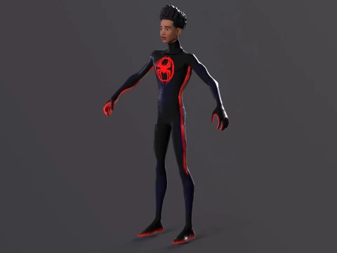 Miles Morales Homem-Aranha PBR Modelo animado low-poly Modelo 3D
