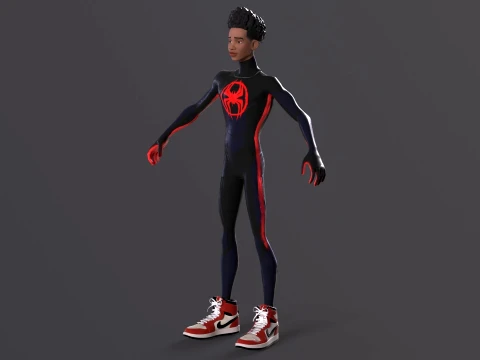 Miles Morales Homem-Aranha PBR Modelo animado low-poly Modelo 3D