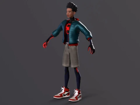 Miles Morales Homem-Aranha PBR Modelo animado low-poly Modelo 3D