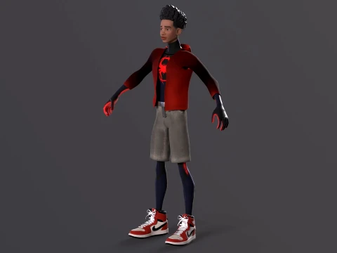 Miles Morales Homem-Aranha PBR Modelo animado low-poly Modelo 3D