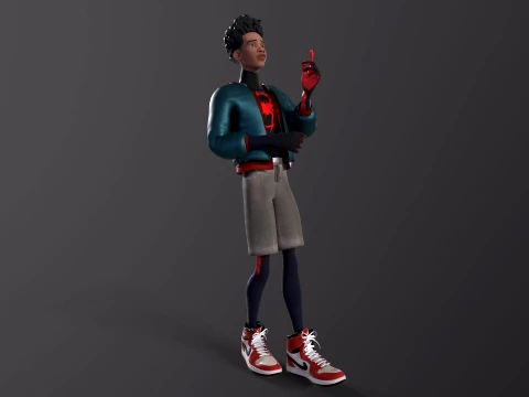 Miles Morales Homem-Aranha PBR Modelo animado low-poly Modelo 3D