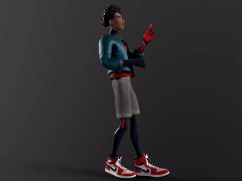 Miles Morales Homem-Aranha PBR Modelo animado low-poly Modelo 3D