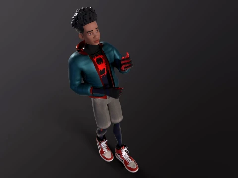 Miles Morales Homem-Aranha PBR Modelo animado low-poly Modelo 3D