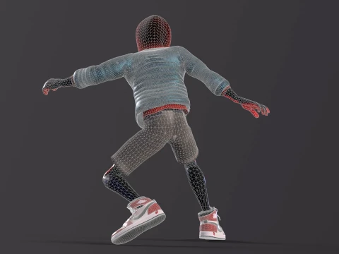 Miles Morales Homem-Aranha PBR Modelo animado low-poly Modelo 3D