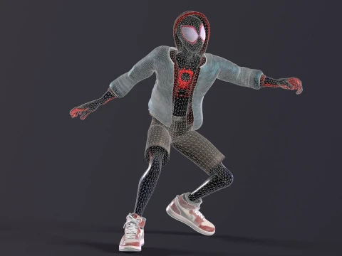 Miles Morales Homem-Aranha PBR Modelo animado low-poly Modelo 3D