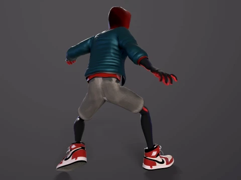Miles Morales Homem-Aranha PBR Modelo animado low-poly Modelo 3D
