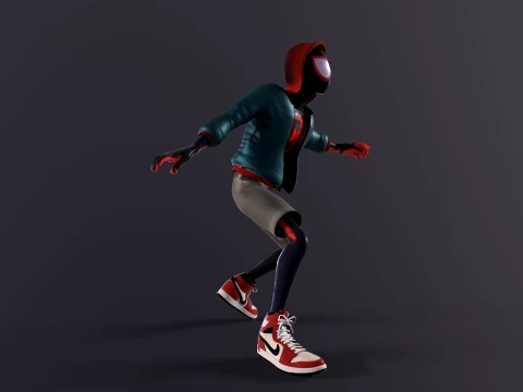 Miles Morales Homem-Aranha PBR Modelo animado low-poly Modelo 3D