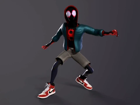 Miles Morales Homem-Aranha PBR Modelo animado low-poly Modelo 3D