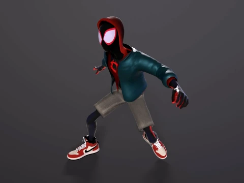 Miles Morales Homem-Aranha PBR Modelo animado low-poly Modelo 3D