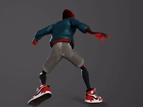 Miles Morales Homem-Aranha PBR Modelo animado low-poly Modelo 3D