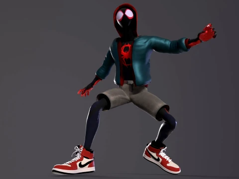 Miles Morales Homem-Aranha PBR Modelo animado low-poly Modelo 3D