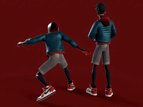 Miles Morales Homem-Aranha PBR Modelo animado low-poly Modelo 3D