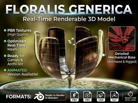 Floralis Generica real time RENDERABLE 3D Model