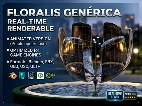 Floralis Generica em tempo real RENDER&Aacute;VEL Modelo 3D