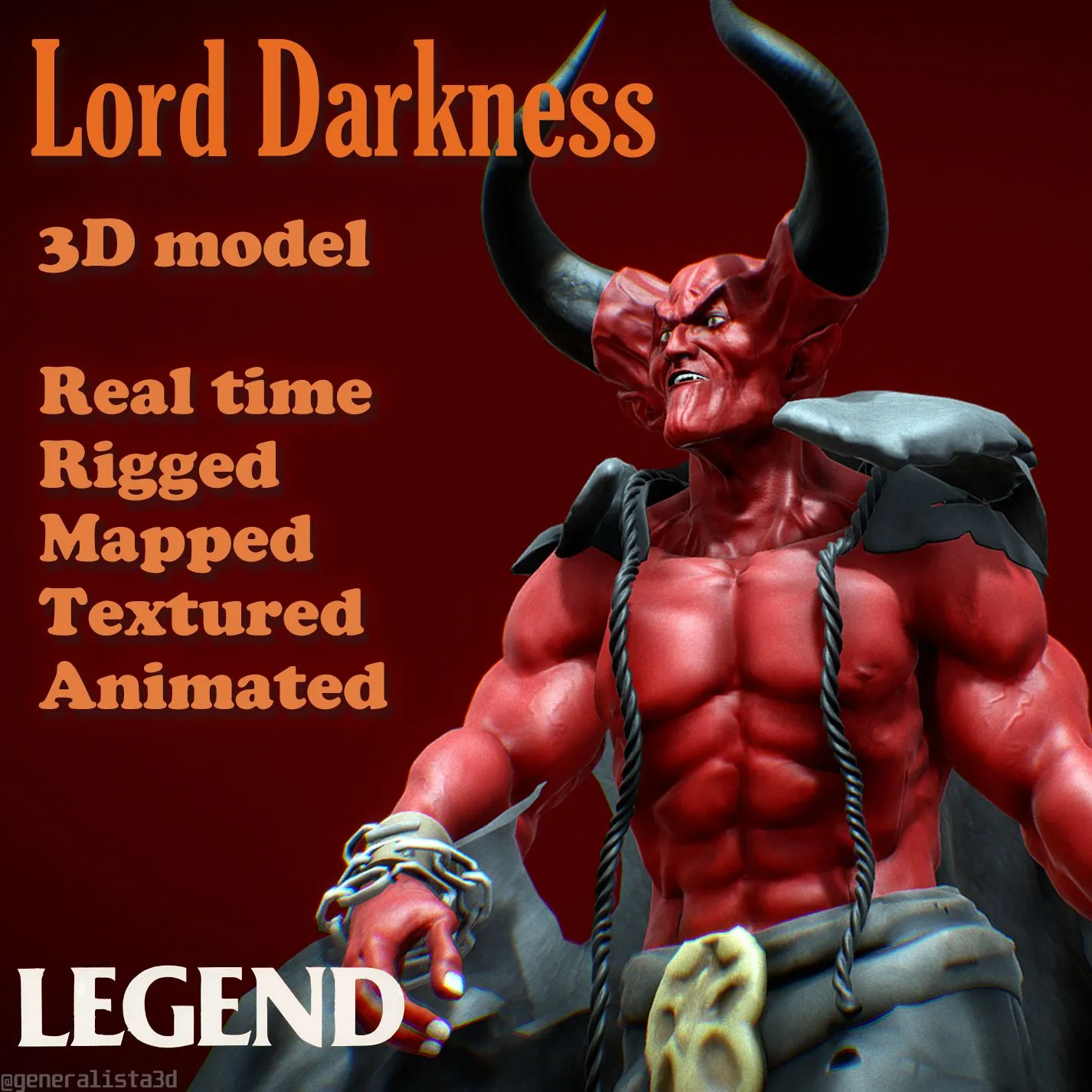 Lord of Darkness fan art from Legend renderable 3D Model .c4d .max .obj .3ds .fbx .stl .blend 
