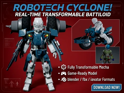 Robotech Veritech Cyclone VR-052 Battler en tiempo real Modelo 3D