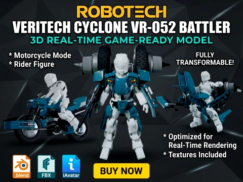 Robotech Veritech Cyclone VR-052 Battler Real-Time 3D Model