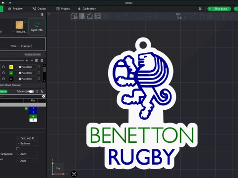 Porte-cl&eacute;s imprimable couleur URC Benetton Rugby Modèles 3D en vedette