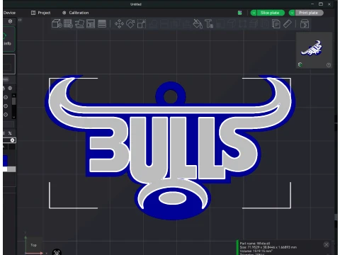 URC Bulls Color Printable keychain 3D Print Model