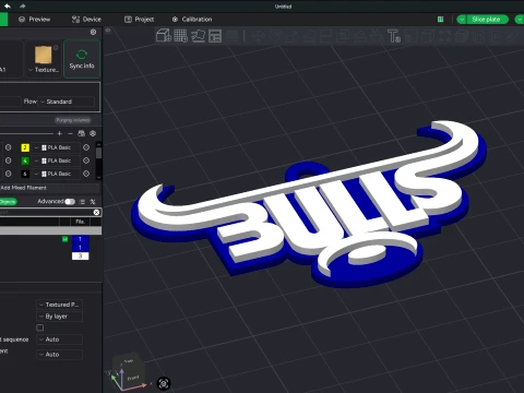 URC Bulls Color Printable keychain 3D Print Model
