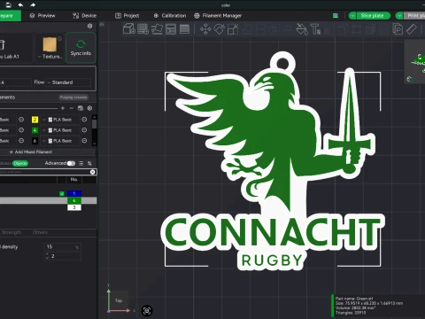 URC Connacht Color Printable keychain 3D Print Model