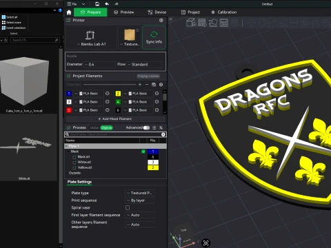 URC Dragons Color Printable keychain 3D Print Model