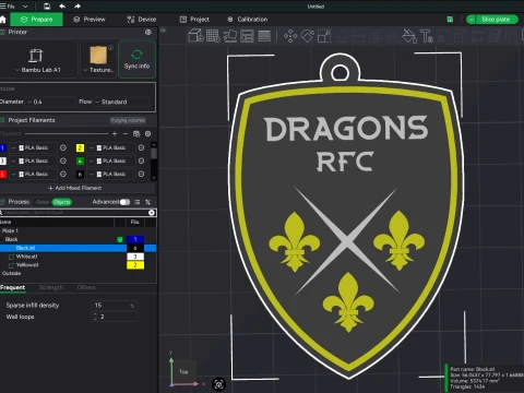 URC Dragons Color Printable keychain 3D Print Model