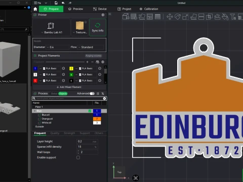 URC Edinburgh Color Printable keychain 3D Print Model