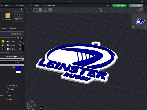 URC Leinster Color Printable keychain 3D Print Model