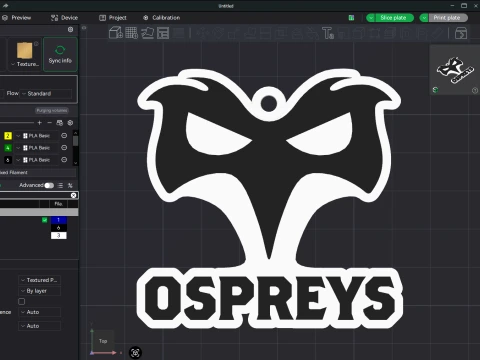 Chaveiro URC Ospreys para impress&atilde;o em cores Modelo de Impressão 3D