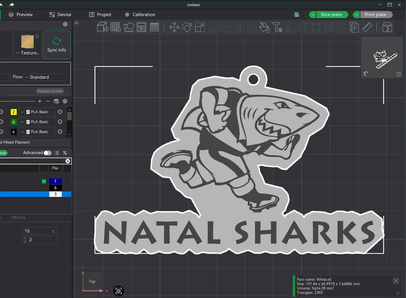 URC Sharks Color Printable keychain 3D Print Model .c4d .max .obj .3ds .fbx .stl .blend 