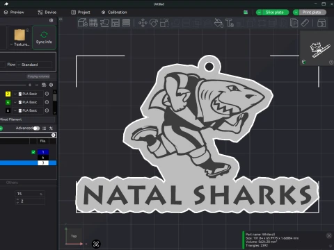 URC Sharks Color Printable keychain 3D Print Model