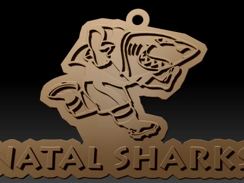 URC Sharks Color Printable keychain 3D Print Model
