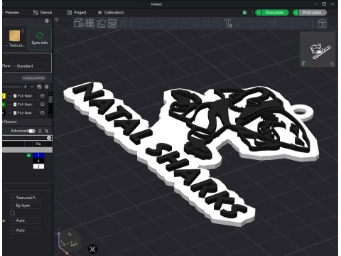 URC Sharks Color Printable keychain 3D Print Model