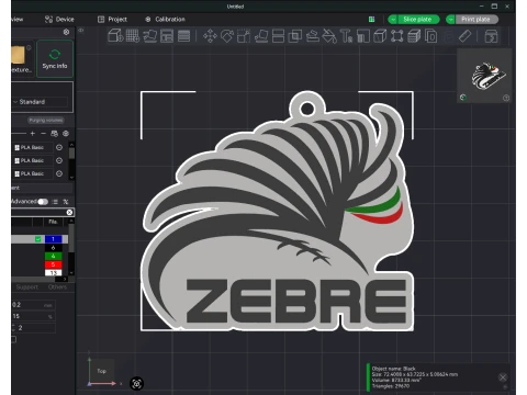 URC Zebre Color Printable keychain 3D Print Model