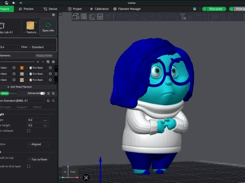 Sadness from Inside Out Color printable 3D Print Model