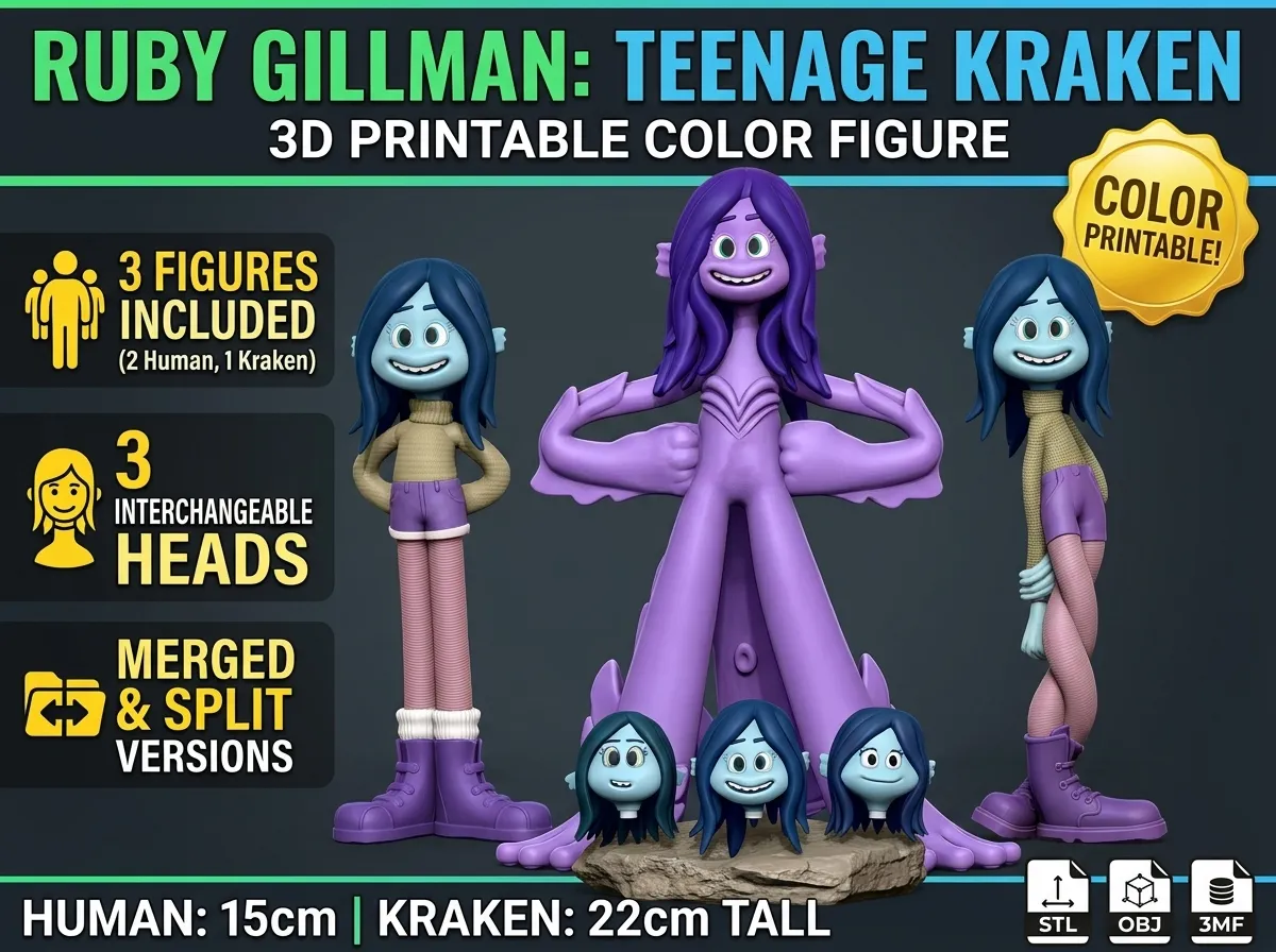 Ruby Gillman Teenage Kraken Color printable figure pack 3D Print Model .c4d .max .obj .3ds .fbx .stl .blend 