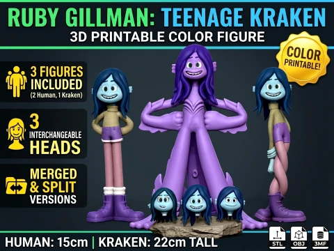 Pack de figuras imprimibles Ruby Gillman Teenage Kraken Color Modelo de impresión 3D