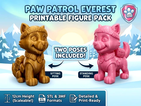PAW Patrol Everest 3D Printable Figure 3D Baskı Modeli