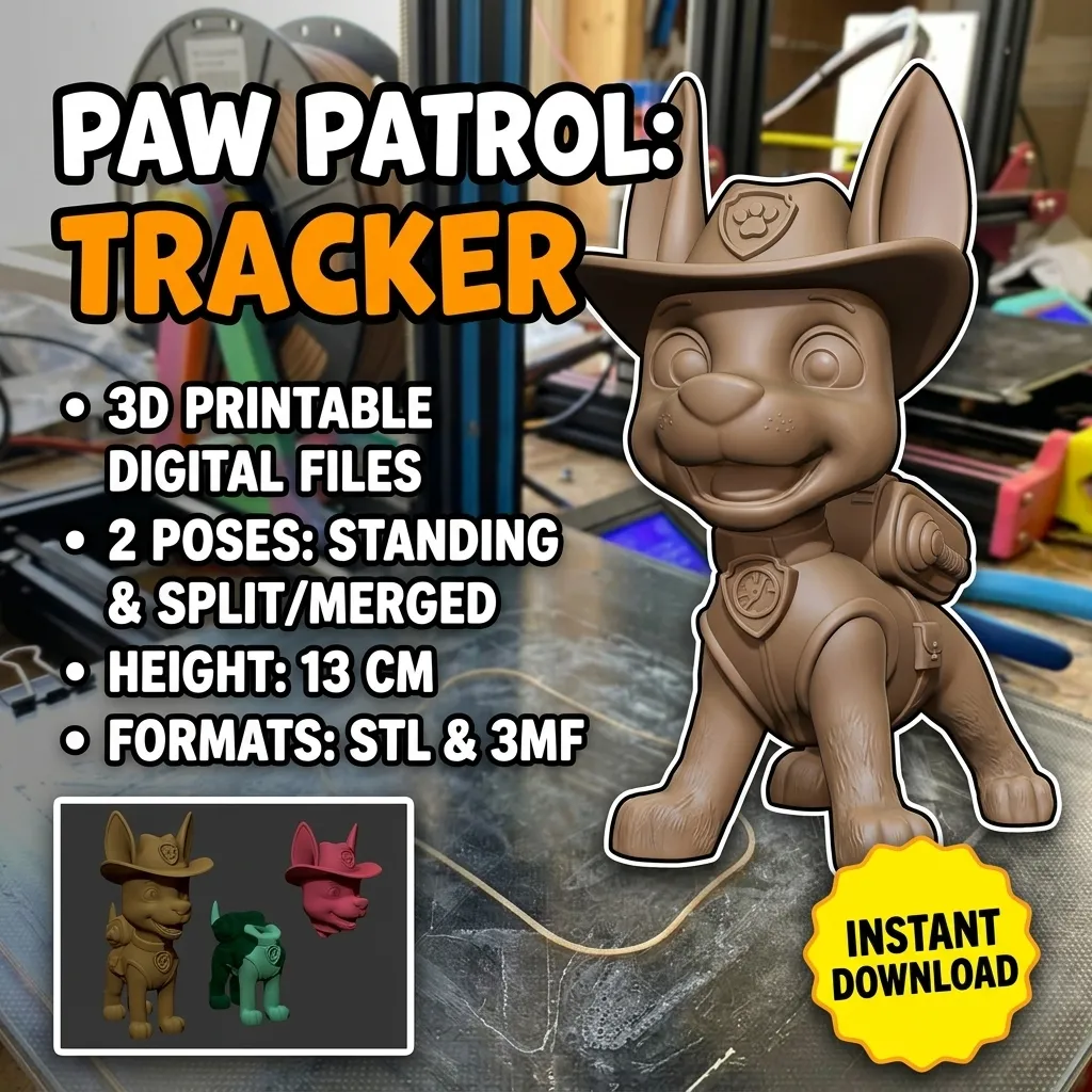 PAW Patrol Tracker 3D Printable Figure 3D Print Model .c4d .max .obj .3ds .fbx .stl .blend 