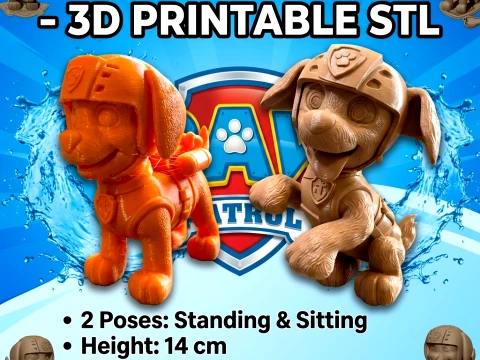 PAW Patrol Zuma 3D Printable Figure Modelo de impresión 3D