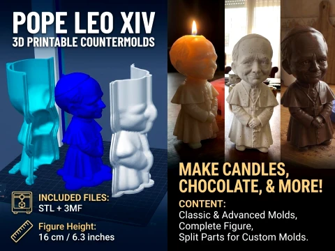 Pope Leo XIV - COUNTERMOLDS of Robert Francis Prevost 3D Print Model