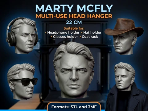 Marty McFly Multi-Use Head Hanger 3D 프린트 모델