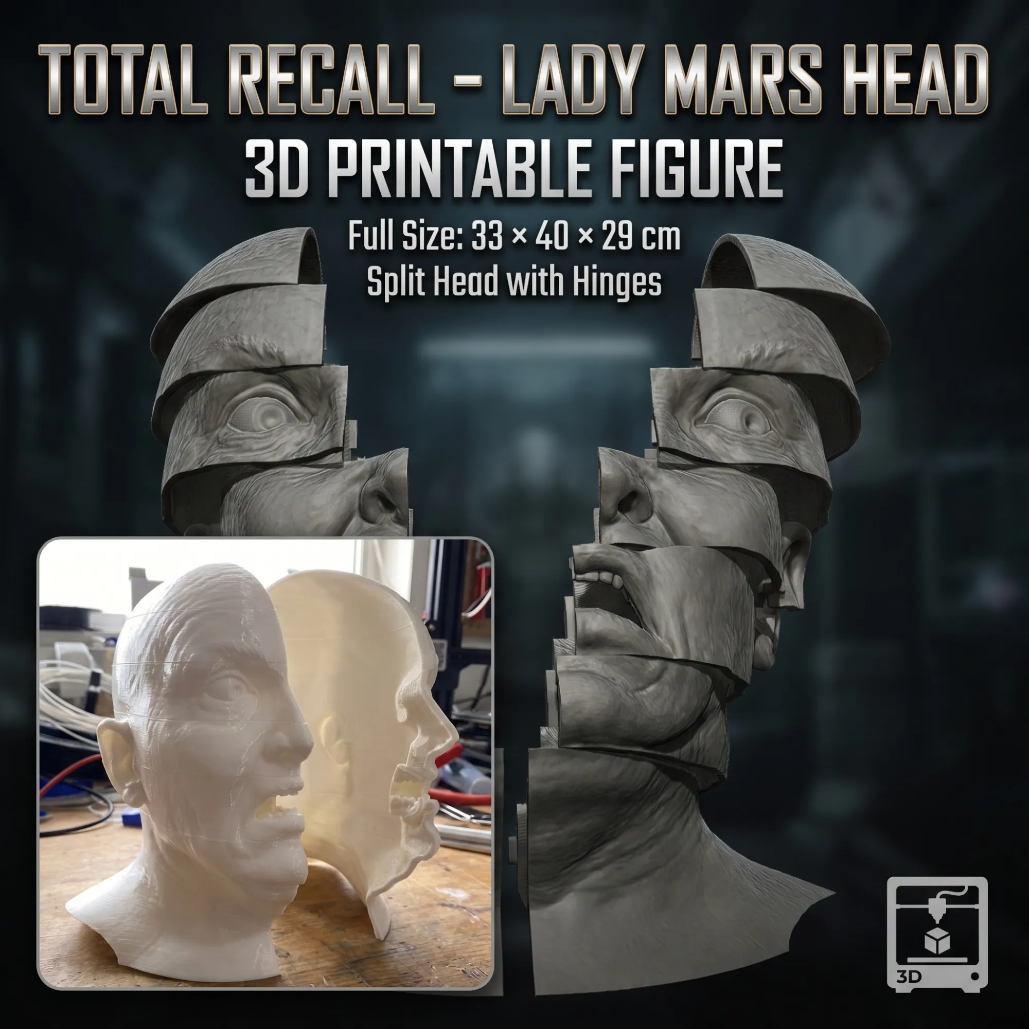 Total Recall 1990 Lady Mars Head Full Size 3D Print Model .c4d .max .obj .3ds .fbx .stl .blend 