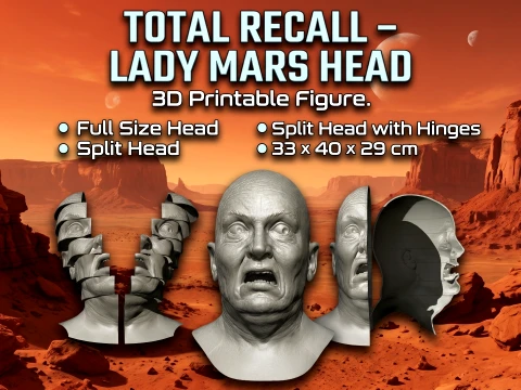 Total Recall 1990 Lady Mars Head Full Size 3D Print Model