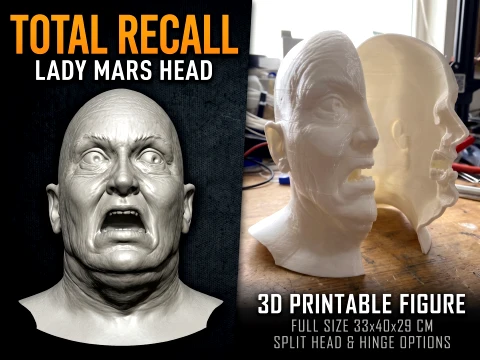 Total Recall 1990 Lady Mars Head Full Size 3D Print Model